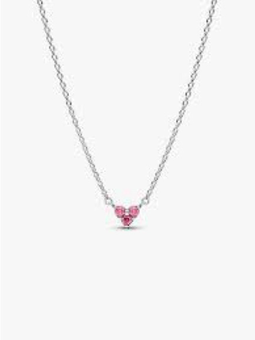 Delicate Silver Necklace with Pink Heart Charm